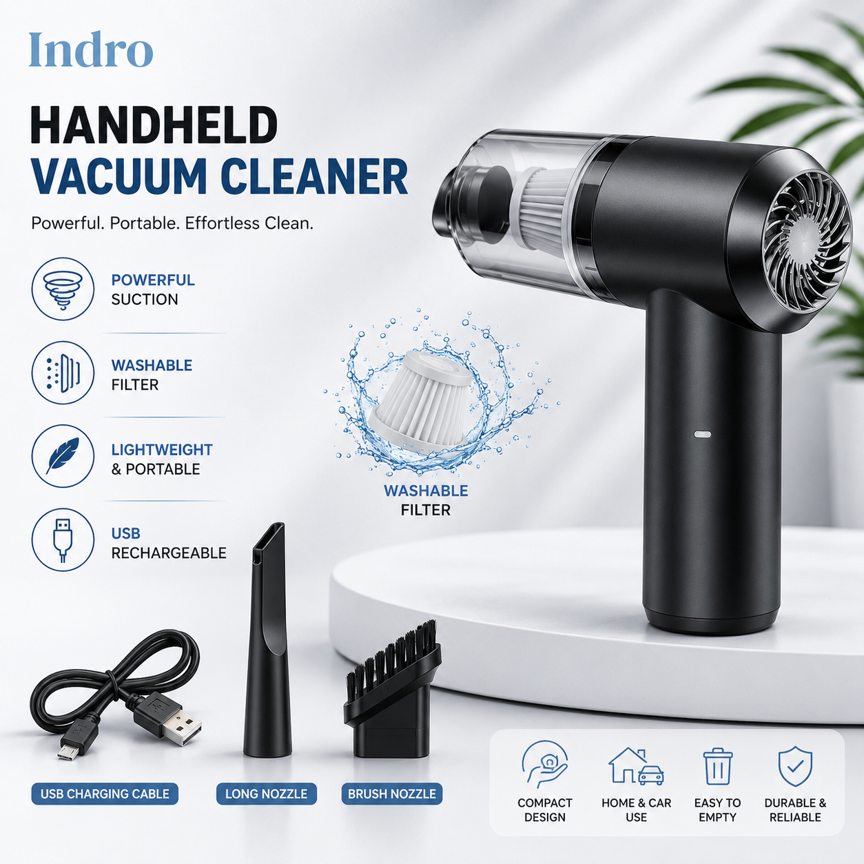 Indro 3-in-1 Mini Vacuum Cleaner | Flat 50% OFF + Free Shipping