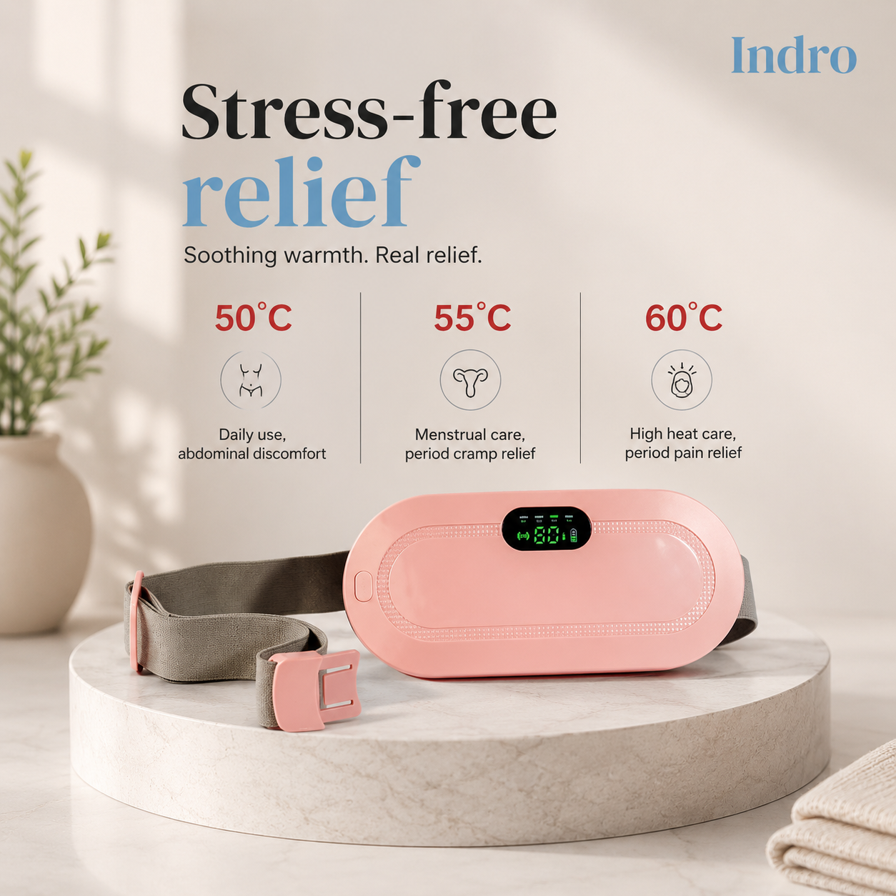 Period Cramp Relief Device | Heat + Massage in One | 50%Off + 6-Month Guarantee
