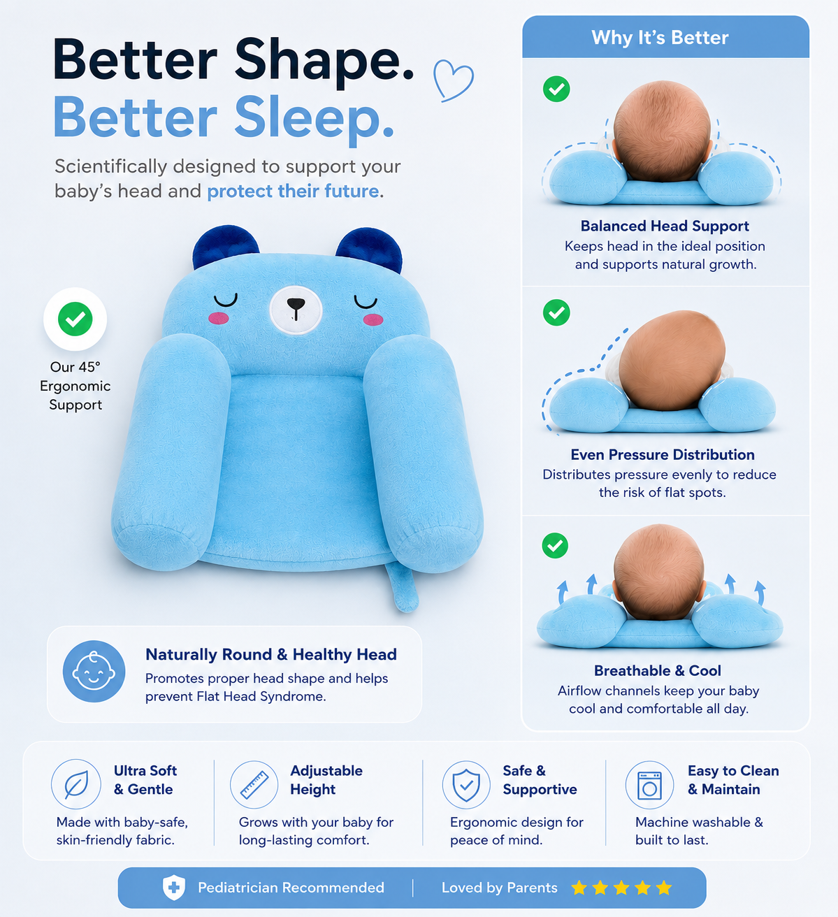 Baby Head Shape Pillow | Protects Your Baby's Natural Head Shape — 53% Off + Free Shipping