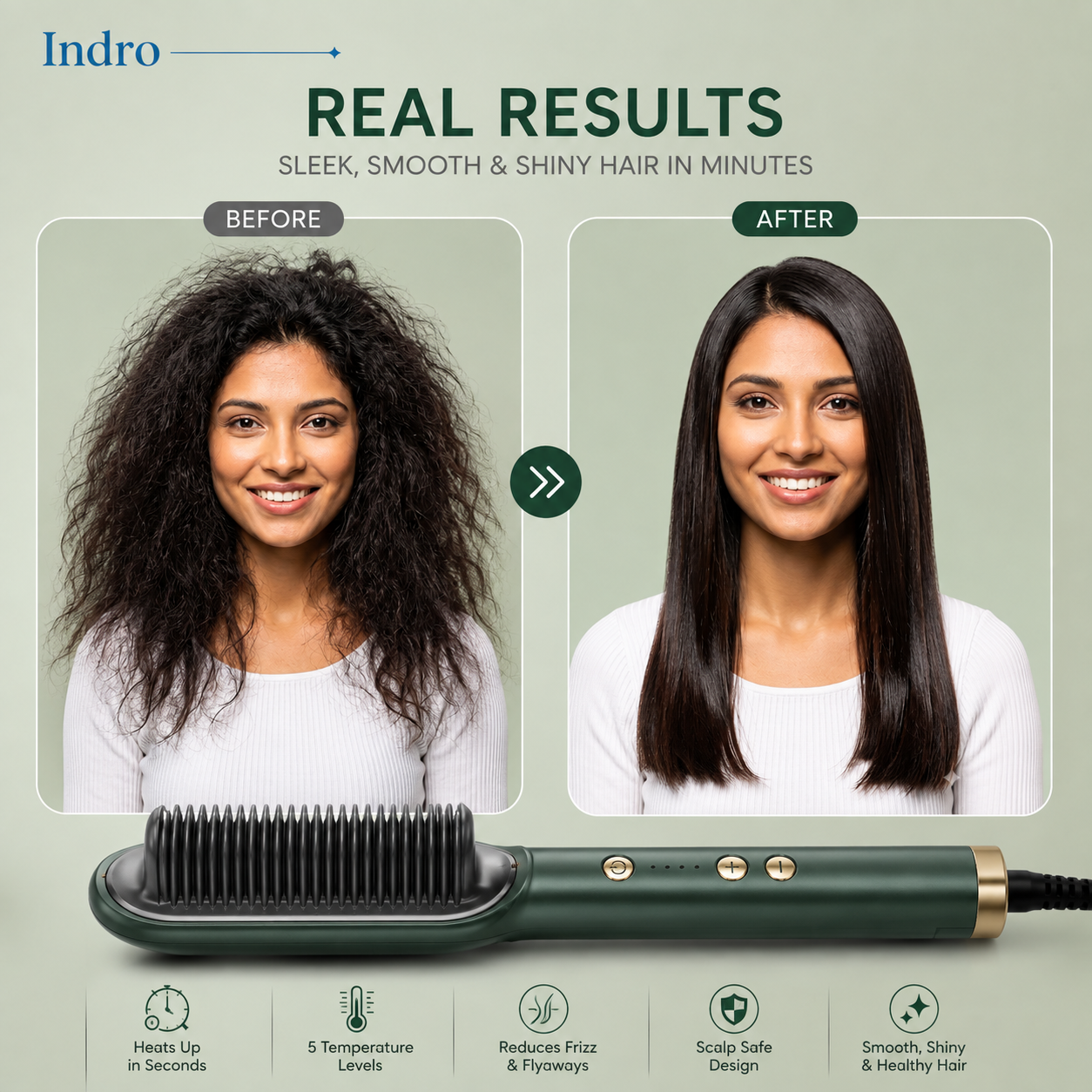 Salon Style Hair Brush | Straight Hair in 60 Seconds | Flat 70% Off — ₹1,099