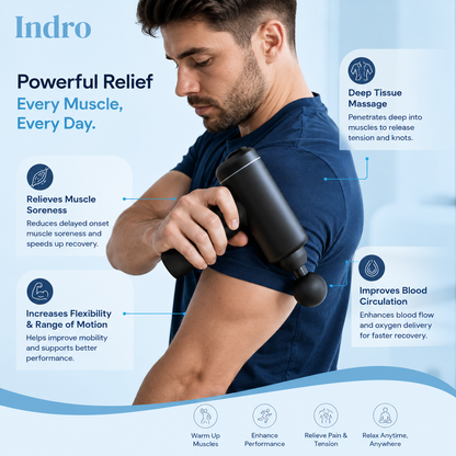 Indro Massage Gun | Deep Tissue Percussion Therapy — 50% OFF + 1 Year Warranty