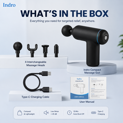 Indro Massage Gun | Deep Tissue Percussion Therapy — 50% OFF + 1 Year Warranty